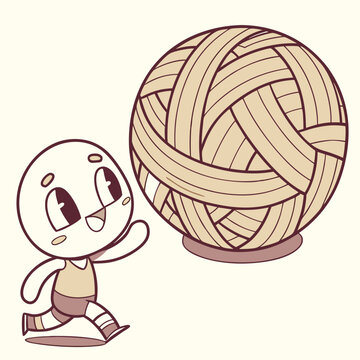 Cartoon Character Playing Sepak Takraw