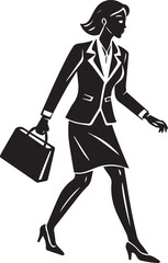 business woman walking pose silhouette vector, silhouette of a young woman full body