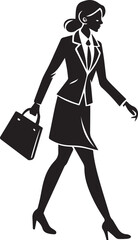 business woman walking pose silhouette vector, silhouette of a young woman full body