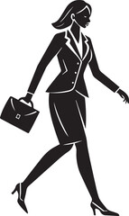 business woman walking pose silhouette vector, silhouette of a young woman full body