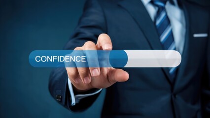 Boost your confidence with this graphic of a businessman increasing his confidence levels now