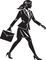 business woman walking pose silhouette vector, silhouette of a young woman full body
