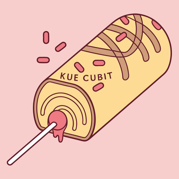 Kue Cubit Roll Cake Lollipop: Sweet Treat Illustration