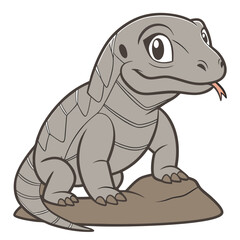 Fototapeta premium Cute Cartoon Komodo Dragon Illustration