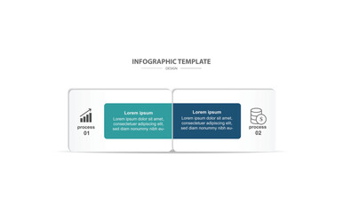 2 step infographic design. schedule concept with paper layout. can be used for workflow illustration