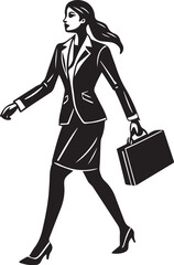 business woman walking pose silhouette vector, silhouette of a young woman full body