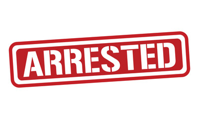 ARRESTED red stamp text vector, rubber stamp