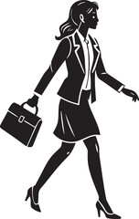 business woman walking pose silhouette vector, silhouette of a young woman full body