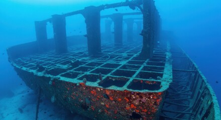 Exploring the Mysterious Underwater Remains of a Sunken Shipwreck Resting on the Ocean Floor
