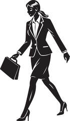 business woman walking pose silhouette vector, silhouette of a young woman full body