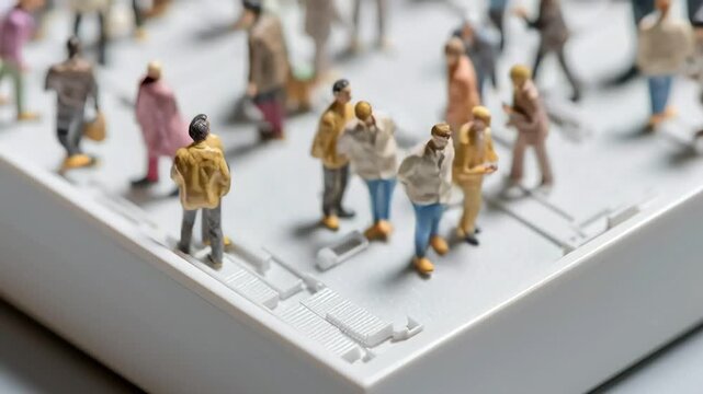 Miniature People Figures on Display in a Detailed Diorama Scene with ai generated