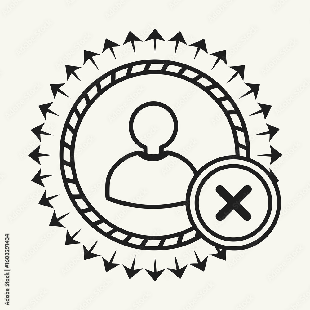 Poster user profile denied access icon - account removal or blocked status symbol in outline style for digi