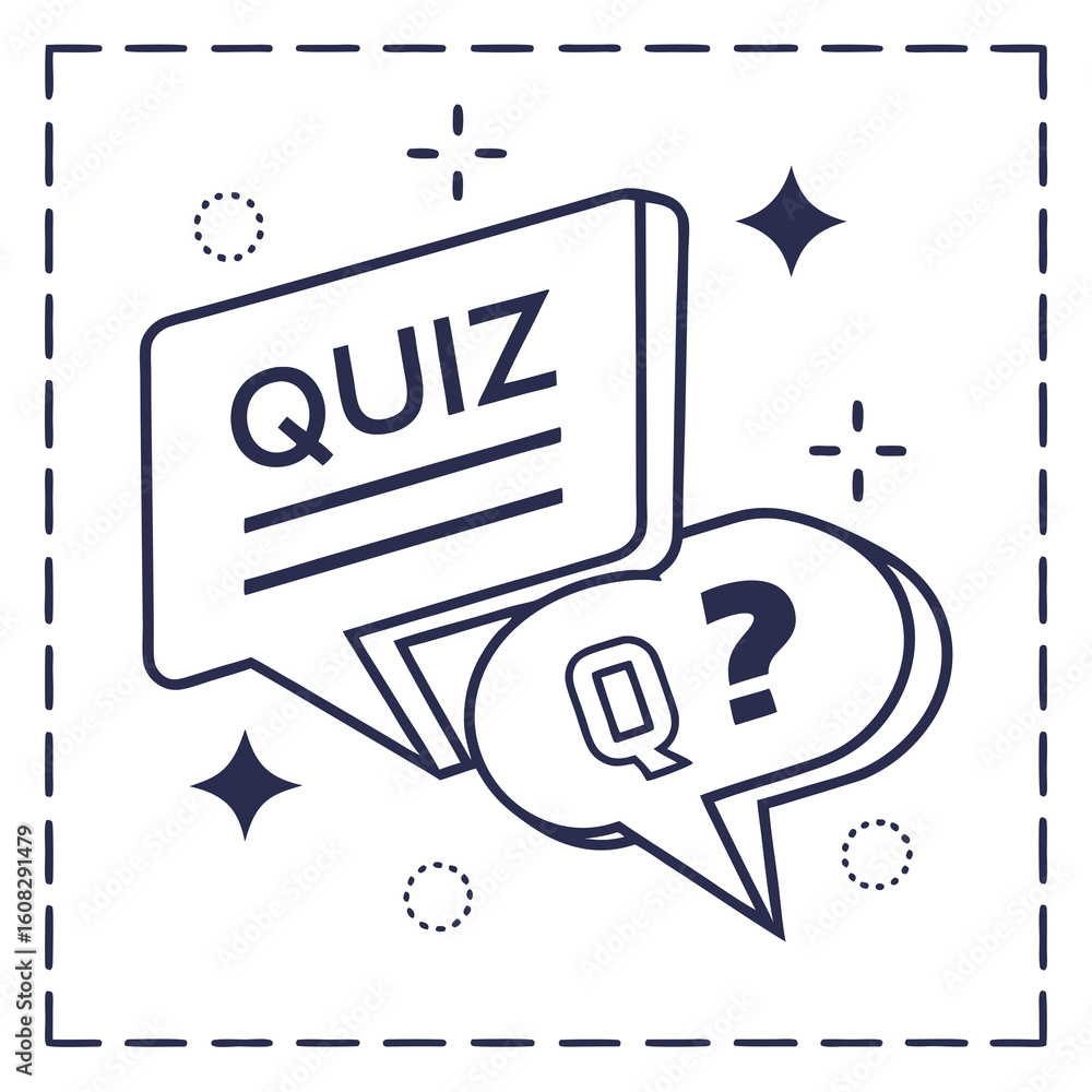 Poster interactive quiz game concept with speech bubbles and question mark. modern line art vector illustra