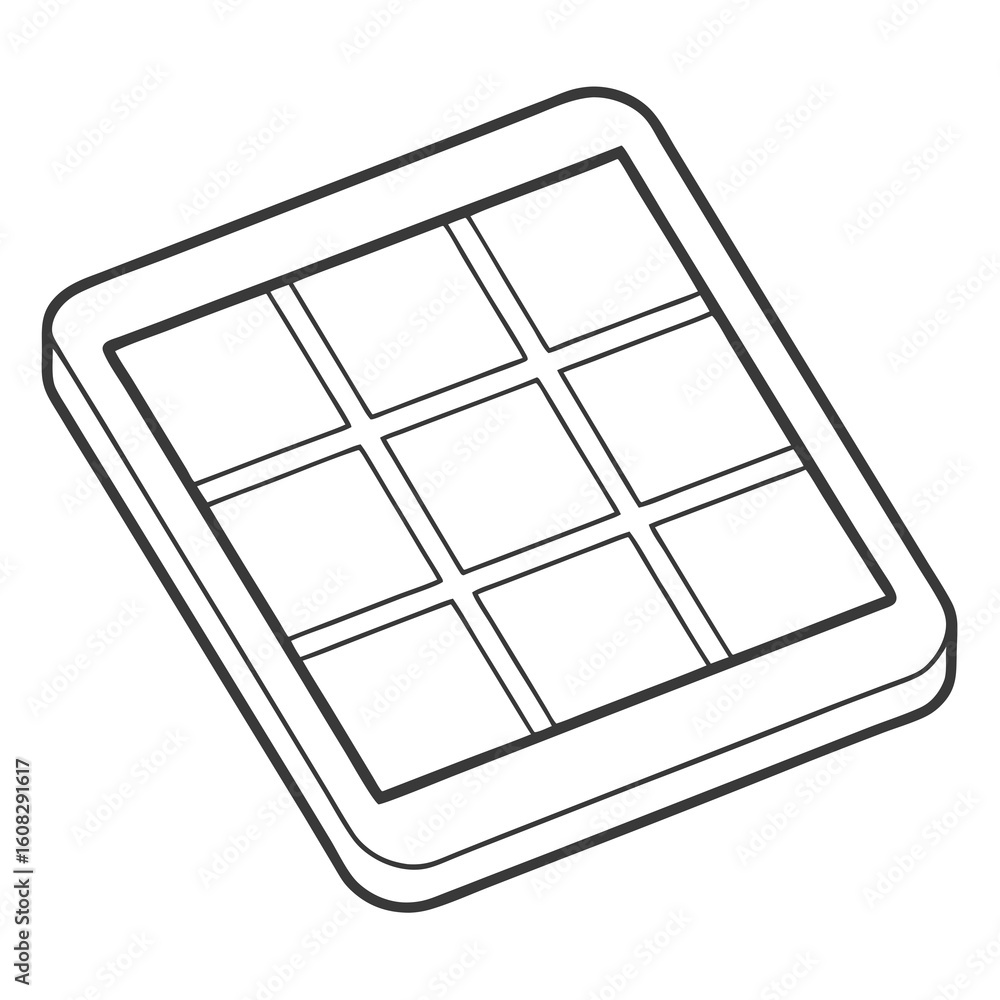 Poster simple isometric square grid outline icon - abstract digital device or template concept in black and