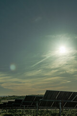 Solar Energy: photovoltaic panel modules and details of parts for clean energy generation