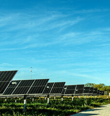 Solar Energy: photovoltaic panel modules and details of parts for clean energy generation
