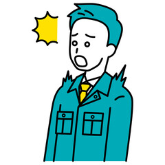 驚く作業員の男性