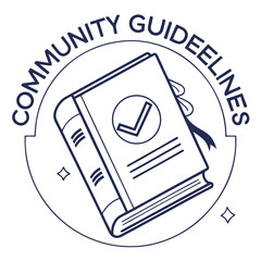 Community Guidelines Book Icon with Checkmark Symbolizing Rules, Policies, and Compliance. Simple Line Art Vector for Regulations, Terms of Service...