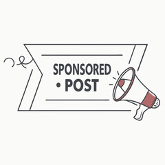 Sponsored Post Banner with Megaphone Icon for Digital Marketing and Social Media Promotion