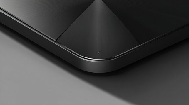 Sleek black device corner with a subtle light indicator and angular design
