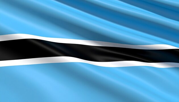 Waving Flag of Botswana - Light Blue, Black, White & African Progress