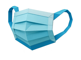 Origami paper face mask icon with clean, modern look and transparent background. Generative AI