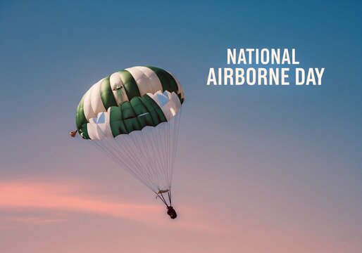 AI-Generated of National Airborne Day: Parachute and American Flag Silhouette - Powered by Adobe