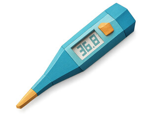 Origami paper digital thermometer icon with clean, modern look and transparent background. Generative AI