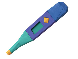 Origami paper digital thermometer icon with clean, modern look and transparent background. Generative AI