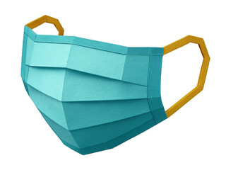 Origami paper face mask icon with clean, modern look and transparent background. Generative AI