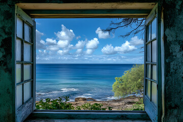 view of the sea from the window
