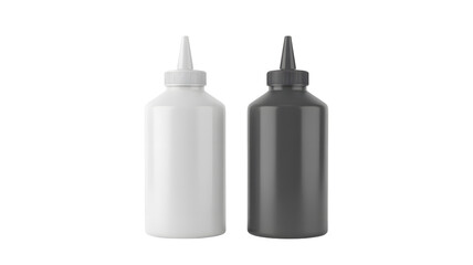 Squeeze bottles mockup for sauce or liquid, white and gray colors