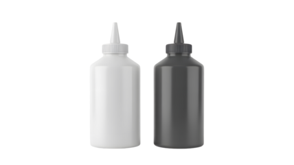 Squeeze bottles mockup for sauce or liquid, white and gray colors