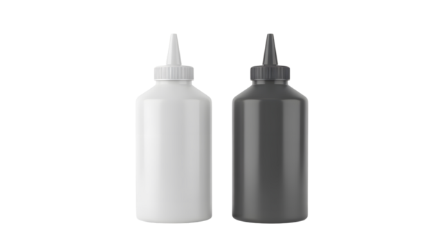 Squeeze bottles mockup for sauce or liquid, white and gray colors