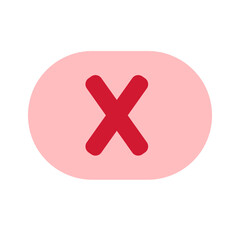 Fototapeta premium Minimal red X inside an oval shape, representing wrong input, cancel option, or interface feedback in soft UI elements.