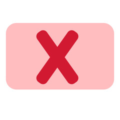 Obraz premium Red X icon inside a soft rounded rectangle background, symbolizing error, wrong input, or alert in user interface design.
