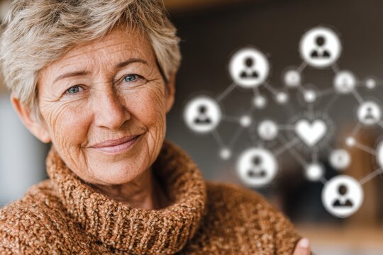 Targeted scams: holographic images surround elderly in comfort. Digital deception. The expanding world of scams: staying informed and protected. Fraud safeguards. Fraud prevention.