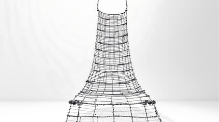Modern Rope Climbing Net Structure for Playground or Adventure Park, Isolated on a Clean White Background