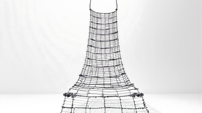 Modern Rope Climbing Net Structure for Playground or Adventure Park, Isolated on a Clean White Background