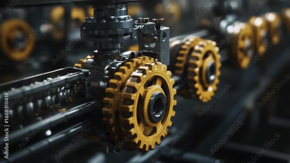 Poster industrial automation gears rotating in perfect harmony and precision engineering