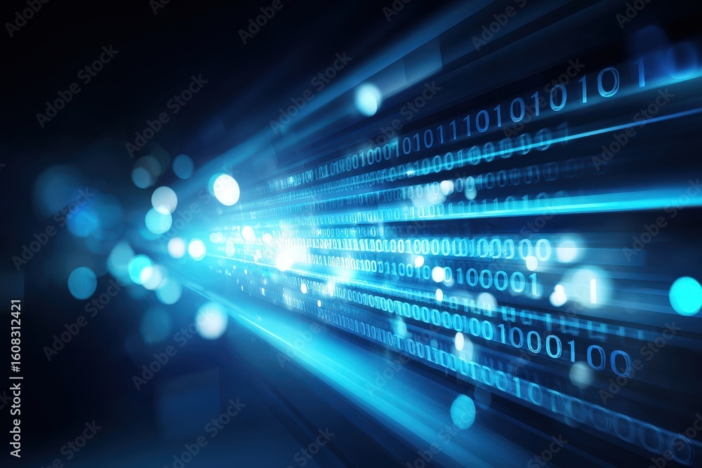 Poster futuristic digital data stream visualization