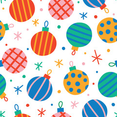 Baubles Seamless Pattern Christmas Decorations Background
