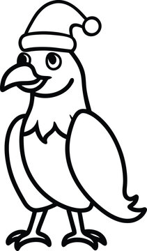 cartoon vector full body wear a christmas hat eagl (1).eps