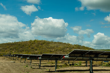 Solar Energy: photovoltaic panel modules and details of parts for clean energy generation
