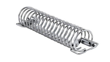  Bind spring of spiral. Ring of spiral for notebook or calendar. Metal wire of binder clip. Mockup for book, diary, notepad isolated on white background. Realistic steel stationery for office. Vector.