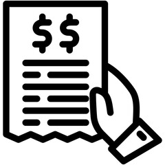 Bill Payment black outline, mini illustration icon. use for modern concept, print, UI, UX kit, web and app development. Vector related to commerce, retail, marketing and shopping.