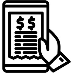Bill Payment black outline, mini illustration icon. use for modern concept, print, UI, UX kit, web and app development. Vector related to commerce, retail, marketing and shopping.