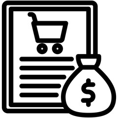Budget black outline, mini illustration icon. use for modern concept, print, UI, UX kit, web and app development. Vector related to commerce, retail, marketing and shopping.