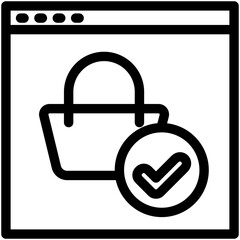 Checkout black outline, mini illustration icon. use for modern concept, print, UI, UX kit, web and app development. Vector related to commerce, retail, marketing and shopping.