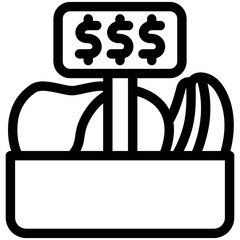 Price black outline, mini illustration icon. use for modern concept, print, UI, UX kit, web and app development. Vector related to commerce, retail, marketing and shopping.